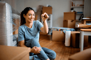 woman holding house keys